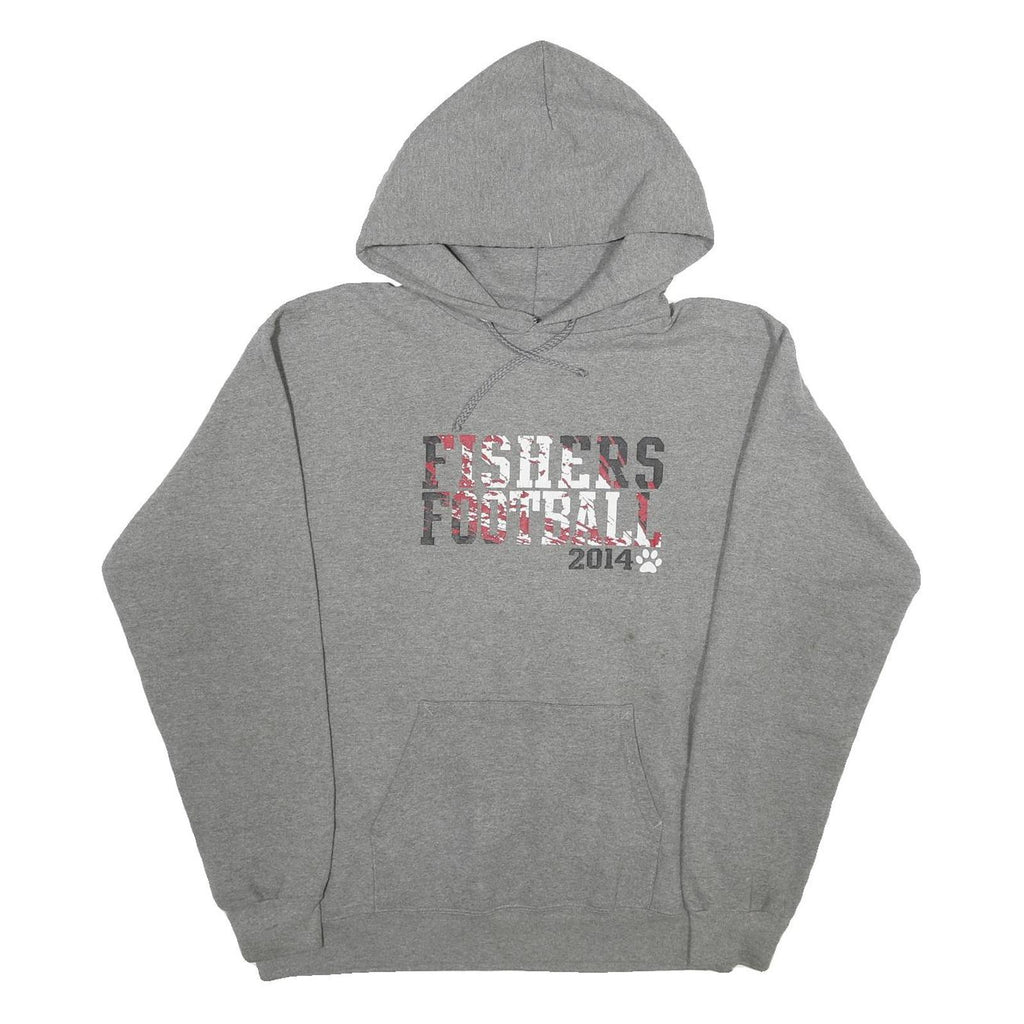 CHAMPION Mens Grey Fishers Football Hoodie S Cotton Blend