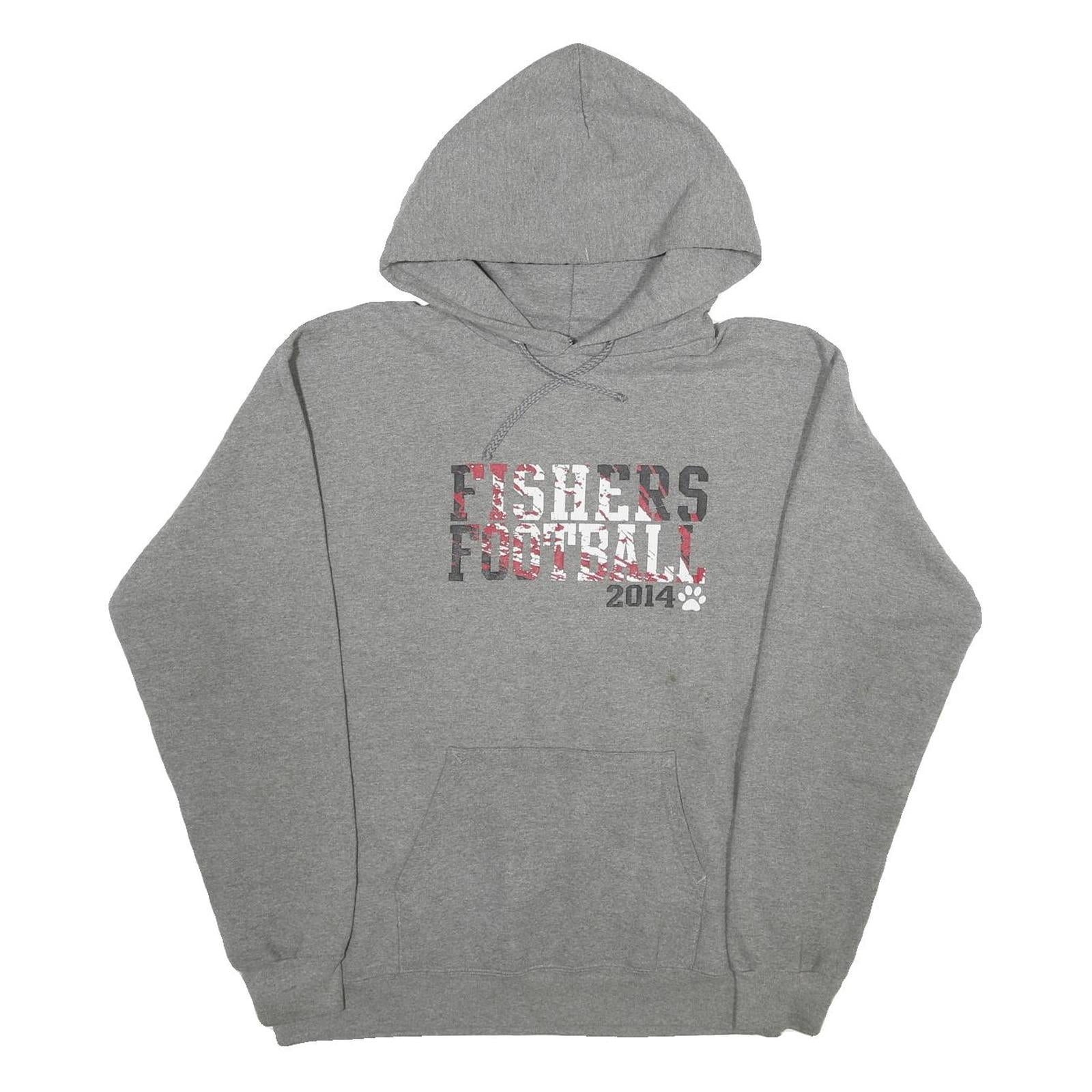 CHAMPION Mens Grey Fishers Football Hoodie S Cotton Blend