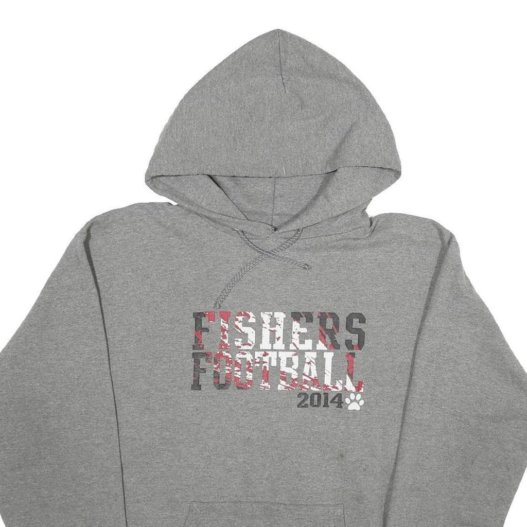 CHAMPION Mens Grey Fishers Football Hoodie S Cotton Blend