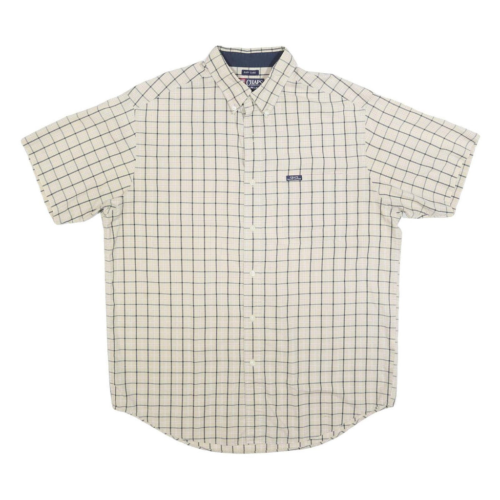 CHAPS RALPH LAUREN Mens Beige & Blue Check Shirt L Cotton Blend Casual
