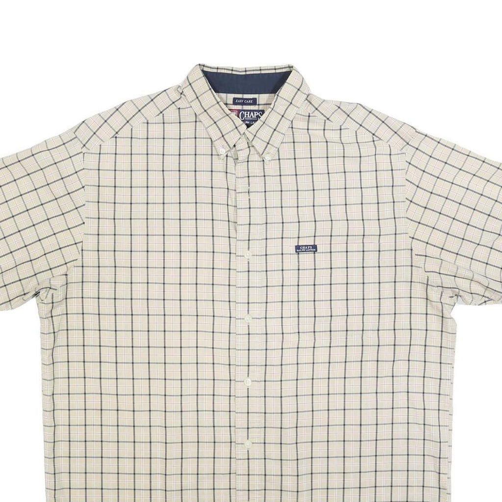 CHAPS RALPH LAUREN Mens Beige & Blue Check Shirt L Cotton Blend Casual
