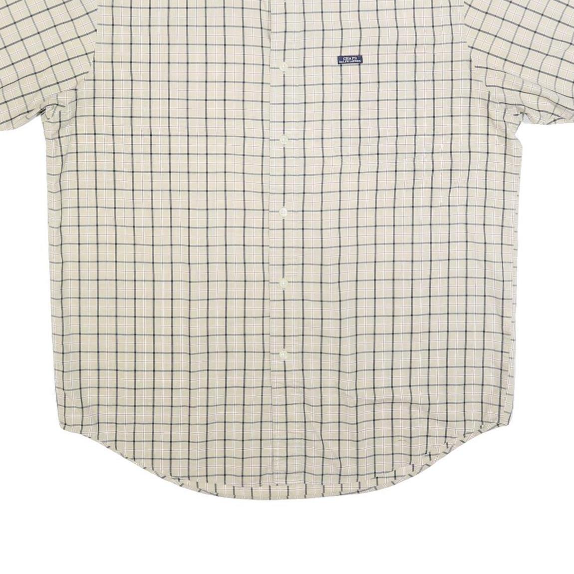 CHAPS RALPH LAUREN Mens Beige & Blue Check Shirt L Cotton Blend Casual