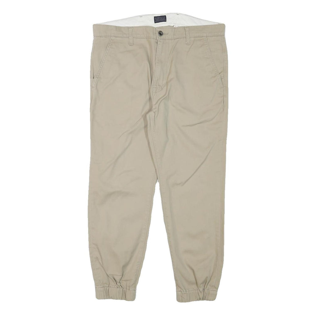 LEVI'S Mens Cotton Blend Beige Relaxed Tapered Trousers W36 L26 Casual Zip