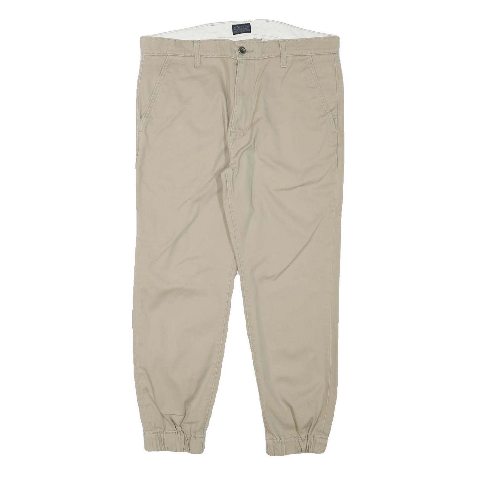 LEVI'S Mens Cotton Blend Beige Relaxed Tapered Trousers W36 L26 Casual Zip