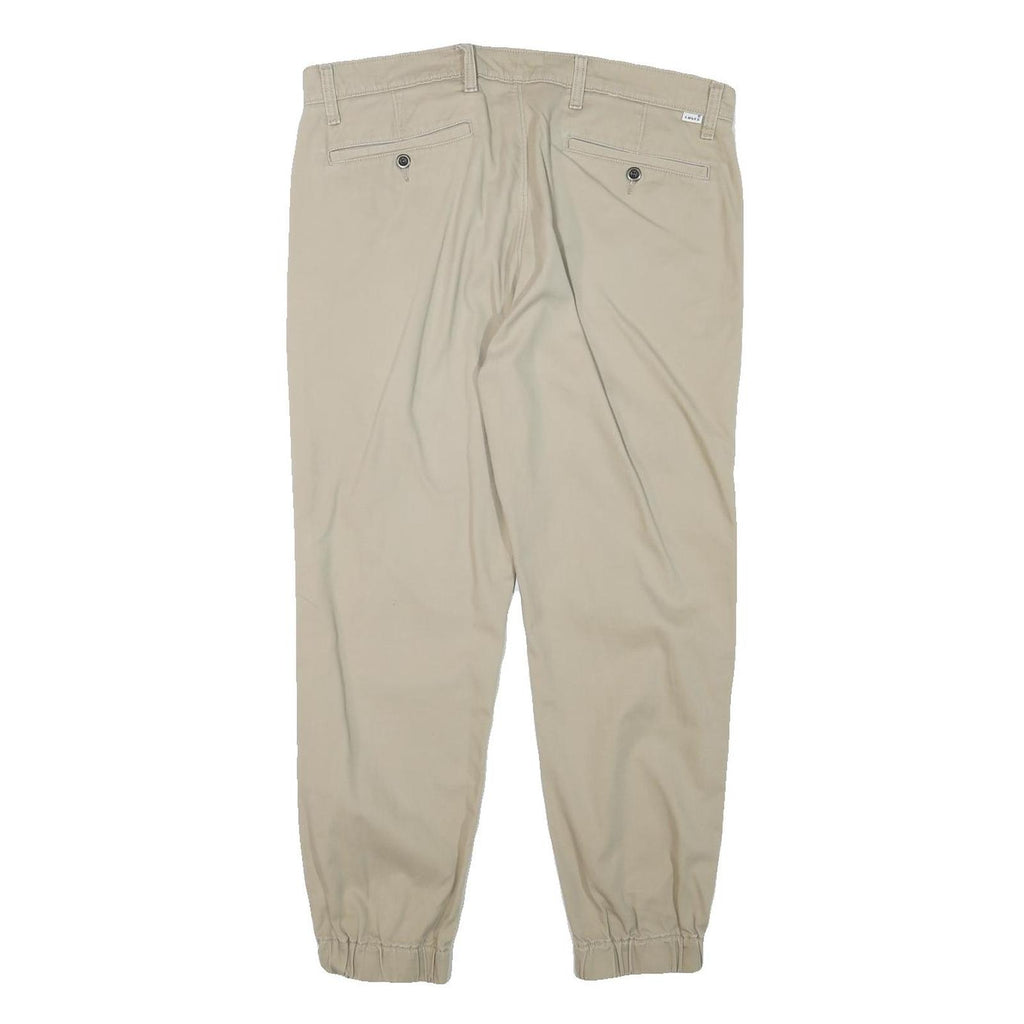LEVI'S Mens Cotton Blend Beige Relaxed Tapered Trousers W36 L26 Casual Zip
