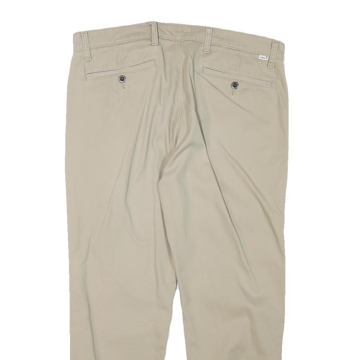 LEVI'S Mens Cotton Blend Beige Relaxed Tapered Trousers W36 L26 Casual Zip