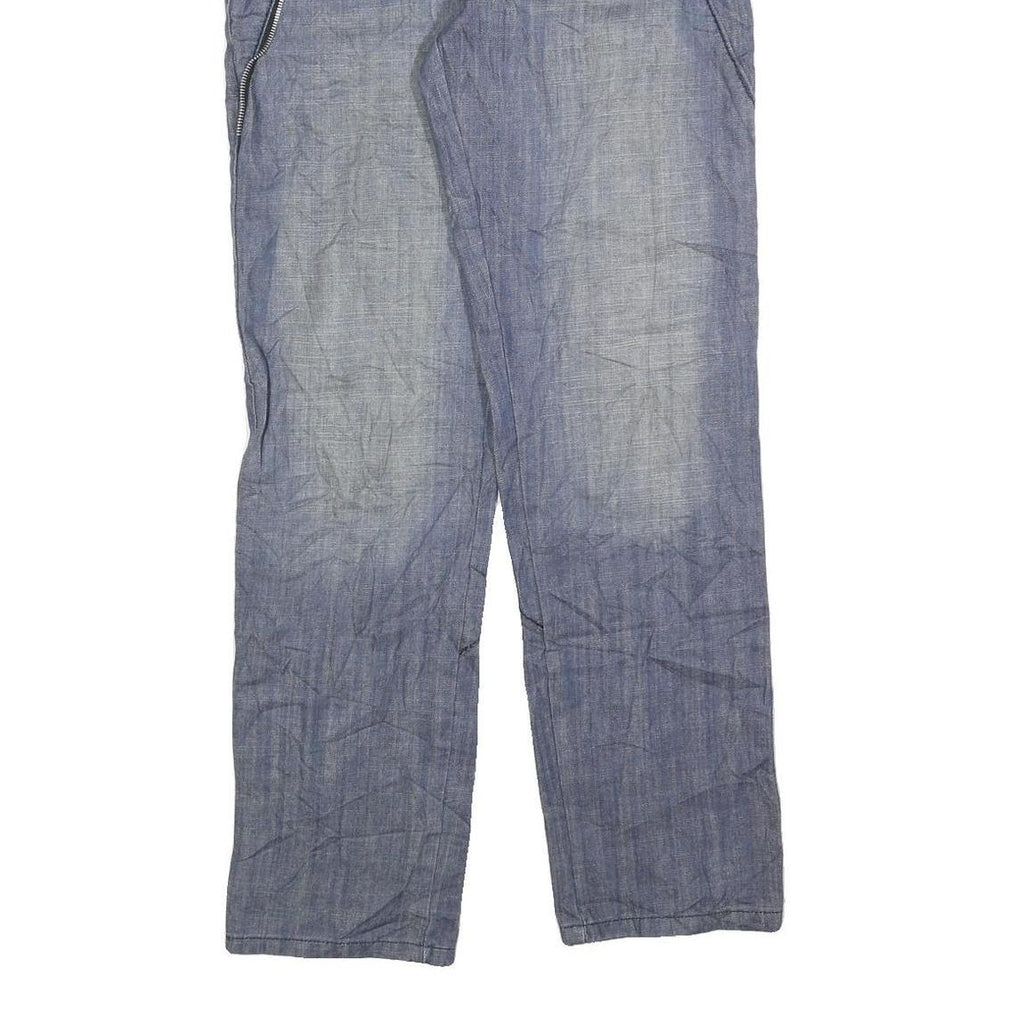 CZ TOU Mens Blue Regular Straight Denim Light W30 L32 Cotton Blend Zip Jeans