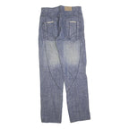 CZ TOU Mens Blue Regular Straight Denim Light W30 L32 Cotton Blend Zip Jeans