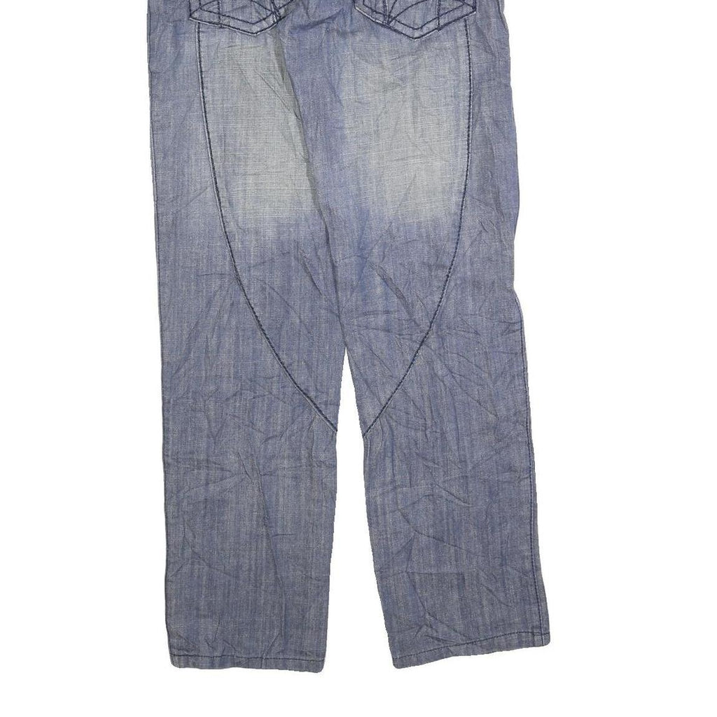 CZ TOU Mens Blue Regular Straight Denim Light W30 L32 Cotton Blend Zip Jeans