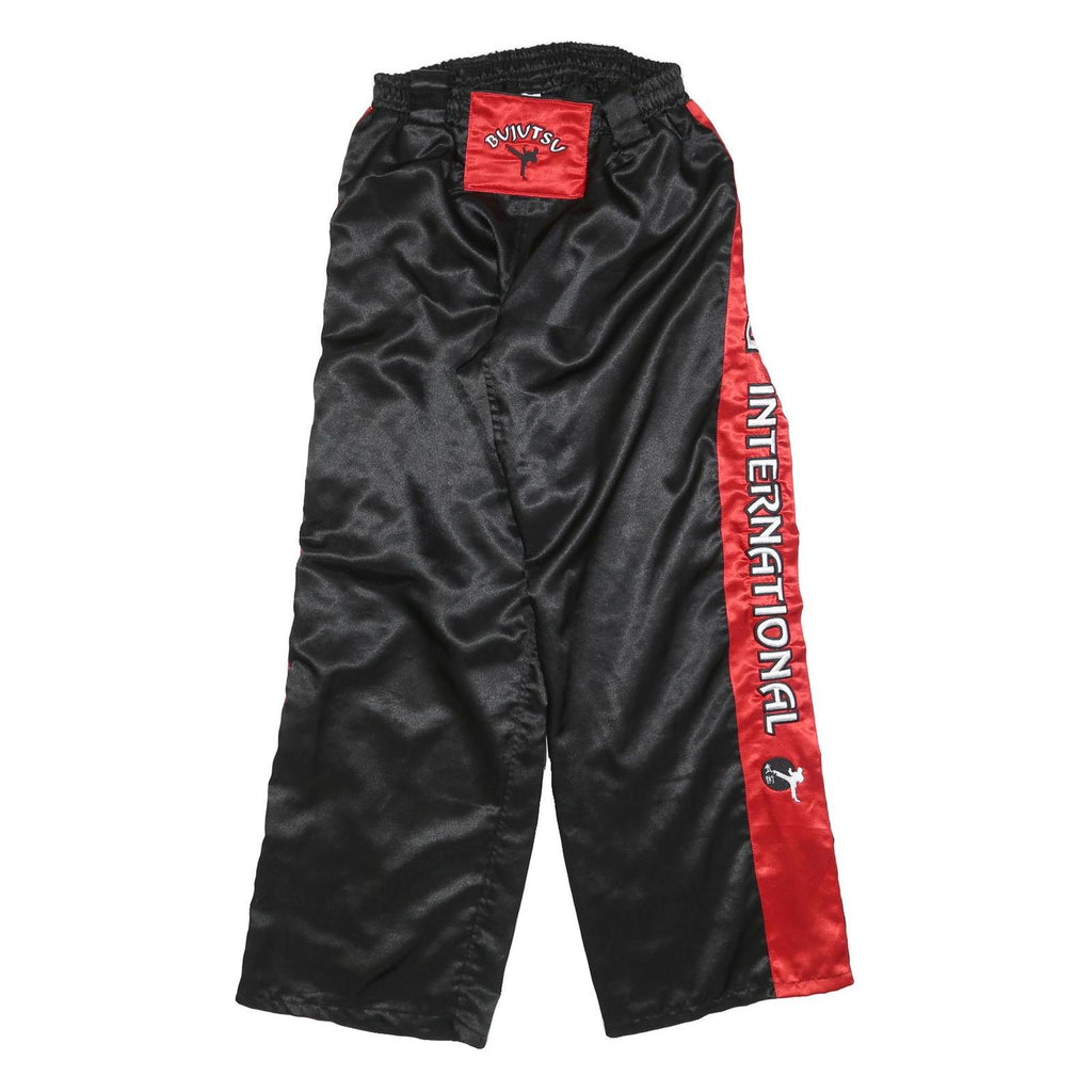 BUJUTSV Mens Polyester Blend Black & Red Relaxed Trousers W28 L32 Track