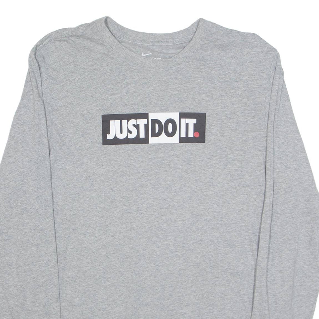 NIKE JUST DO IT Mens T-Shirt Grey Long Sleeve M