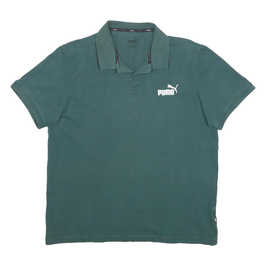 PUMA Womens Green Short Sleeve Plain L Polo Shirt Cotton Blend Casual