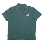 PUMA Womens Green Short Sleeve Plain L Polo Shirt Cotton Blend Casual