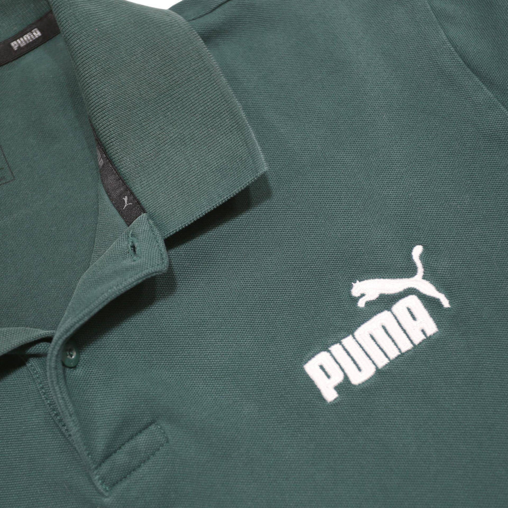 PUMA Womens Green Short Sleeve Plain L Polo Shirt Cotton Blend Casual