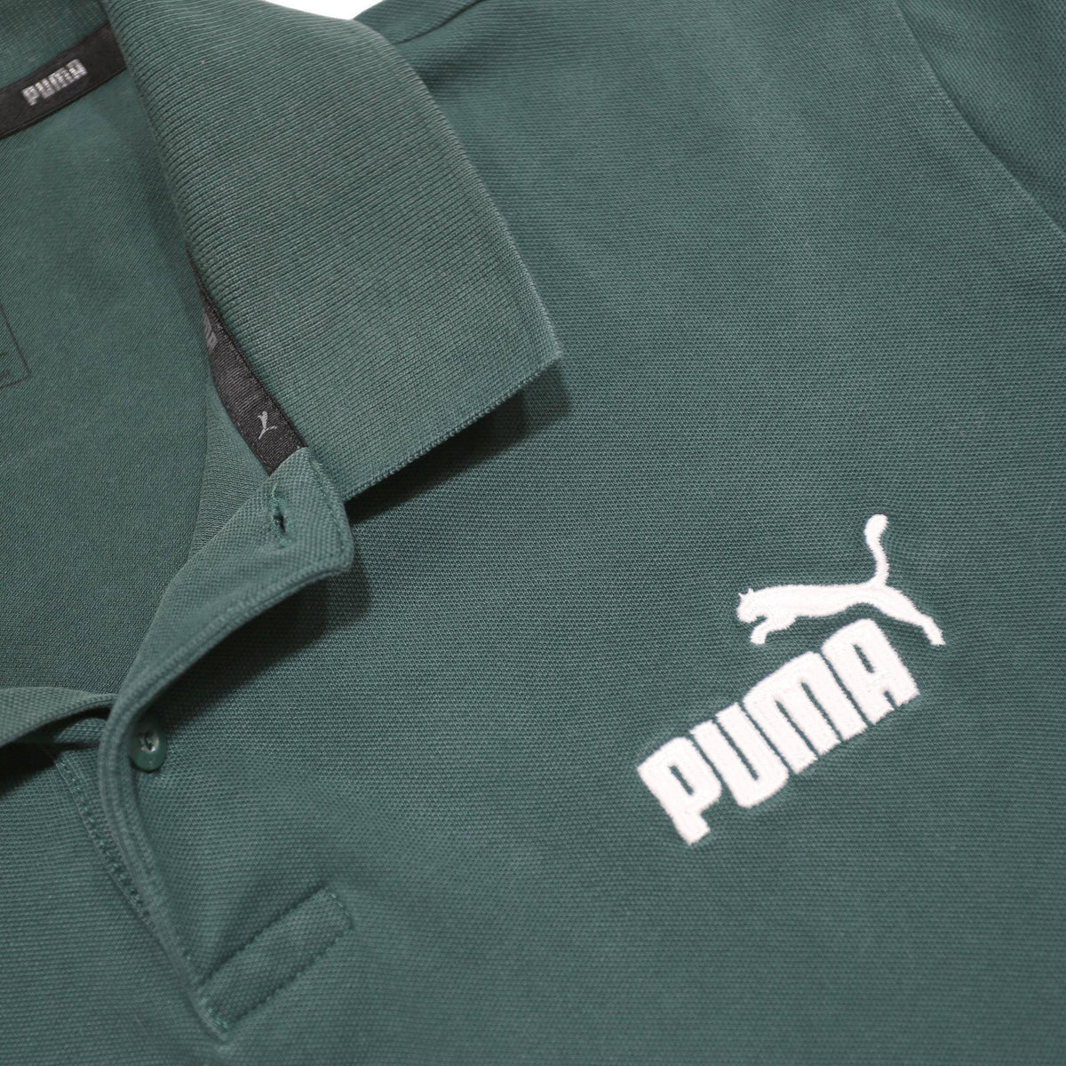 PUMA Womens Green Short Sleeve Plain L Polo Shirt Cotton Blend Casual