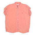TOMMY HILFIGER Womens Coral Pink Basic Top Short Sleeve Button Neck L Casual