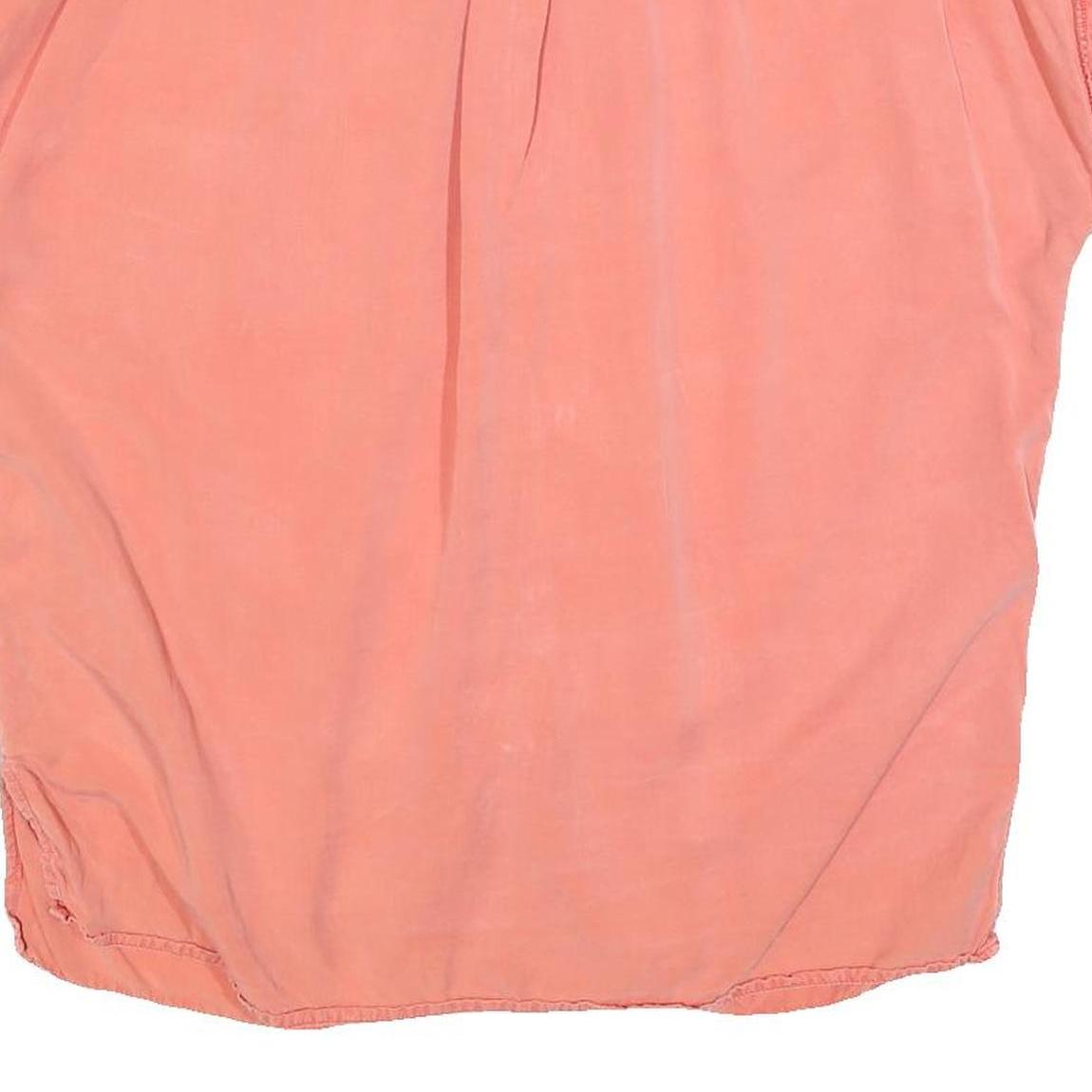 TOMMY HILFIGER Womens Coral Pink Basic Top Short Sleeve Button Neck L Casual