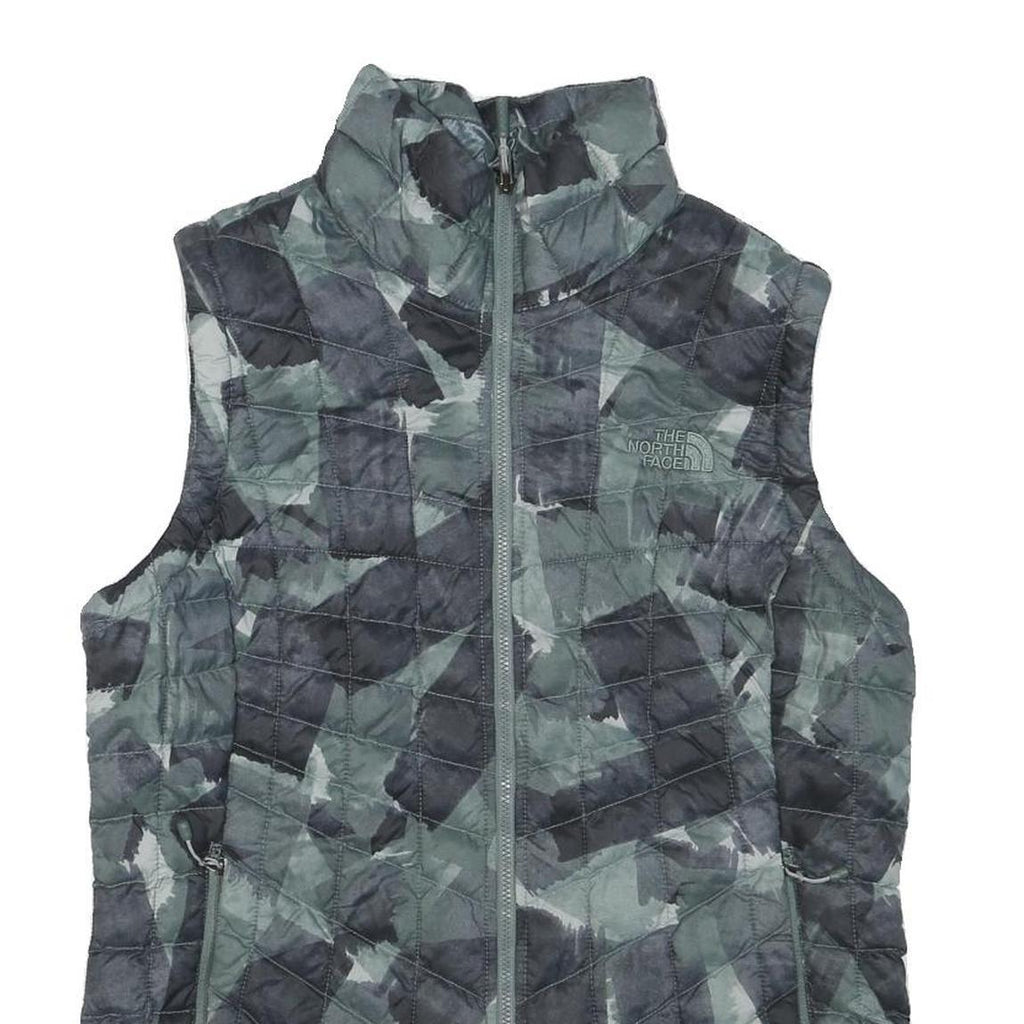 THE NORTH FACE Womens Grey & Black Quilted Gilet S Polyester Blend Outdoor Zip