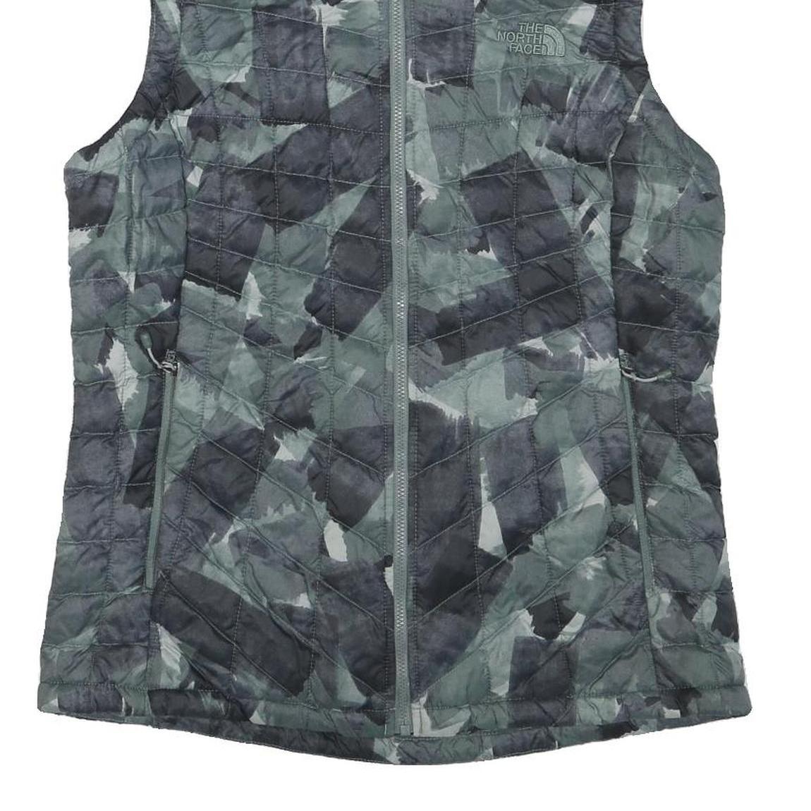 THE NORTH FACE Womens Grey & Black Quilted Gilet S Polyester Blend Outdoor Zip