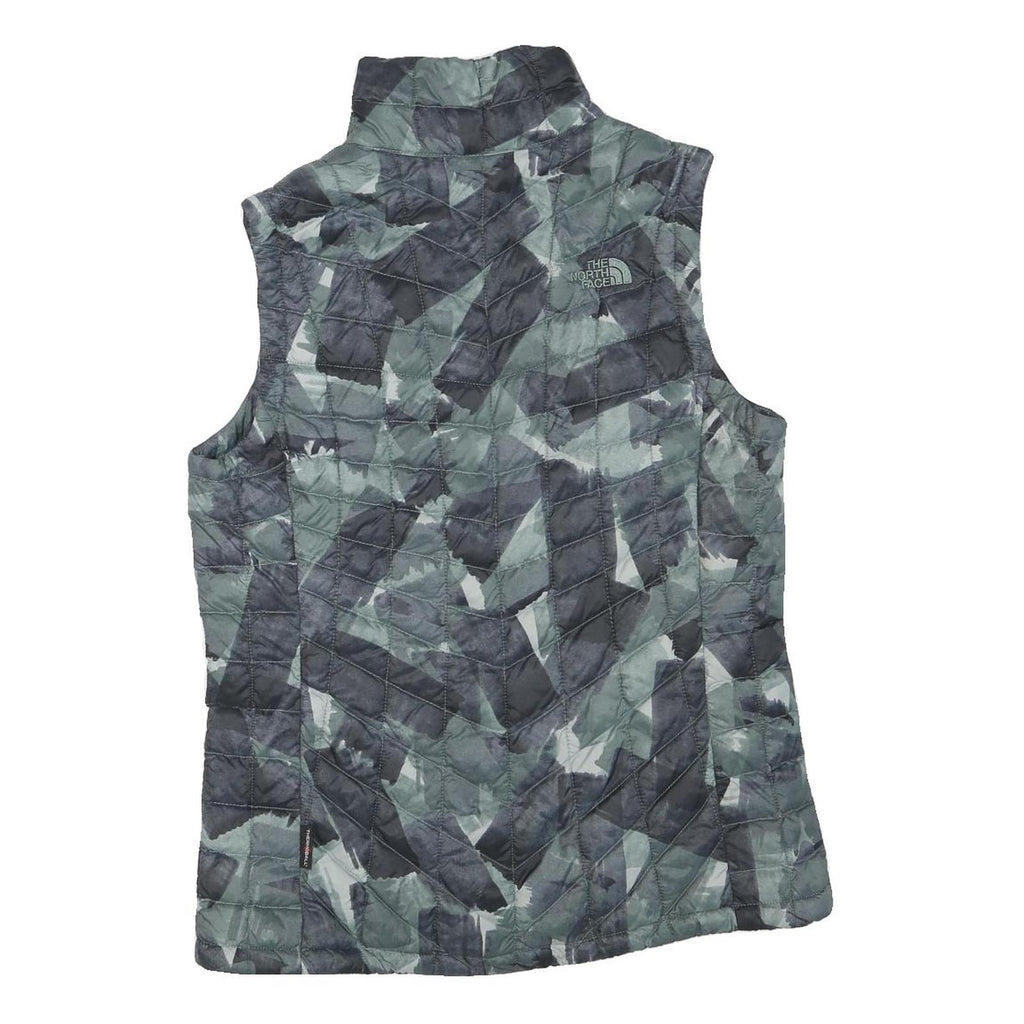 THE NORTH FACE Womens Grey & Black Quilted Gilet S Polyester Blend Outdoor Zip