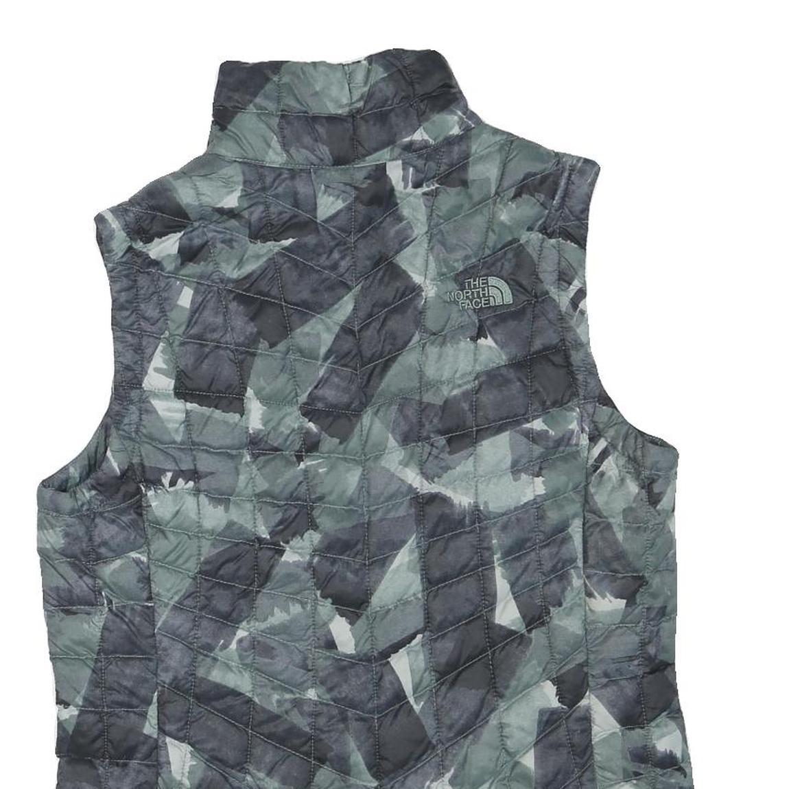 THE NORTH FACE Womens Grey & Black Quilted Gilet S Polyester Blend Outdoor Zip