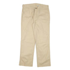 TOP Mens Cotton Blend Beige Regular Fit Trousers W34 L28 Plain Zip Closure