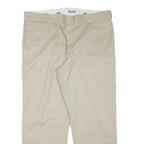 DICKIES Mens Regular Fit Beige Cotton Blend Trousers W40 L28 Zip Closure