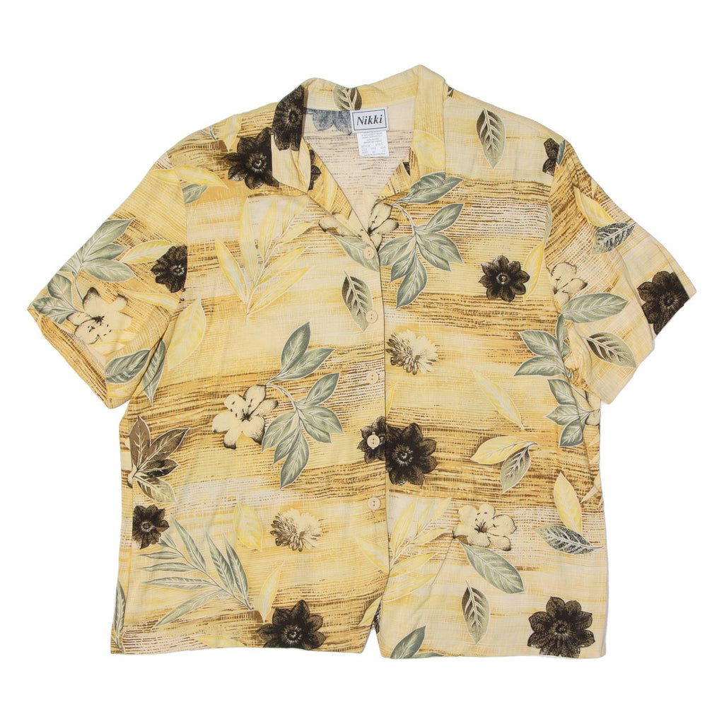 NIKKI Womens Shirt Yellow Floral UK 20