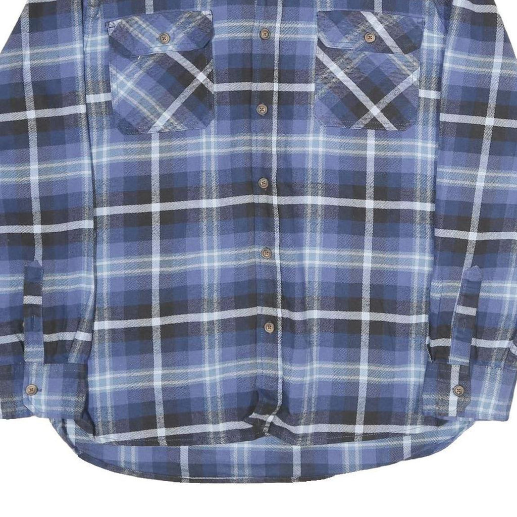 JACHS Mens Blue Black Check Shirt XL Casual Cotton Button Down Formal