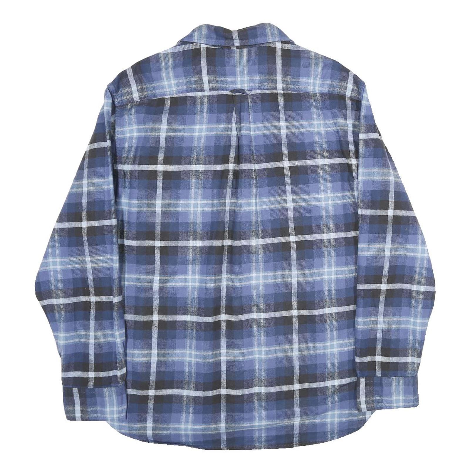 JACHS Mens Blue Black Check Shirt XL Casual Cotton Button Down Formal
