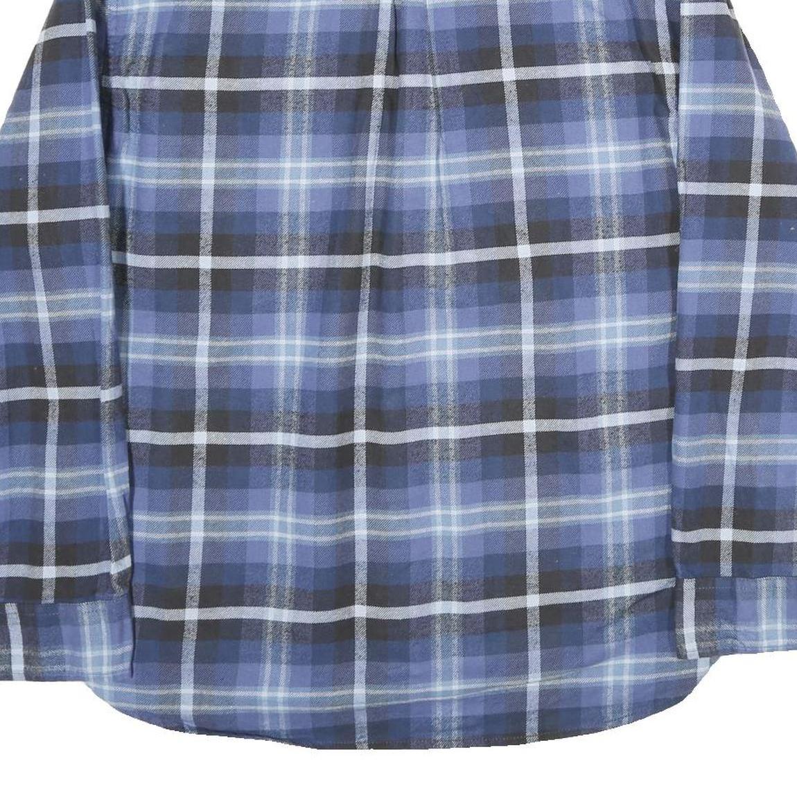 JACHS Mens Blue Black Check Shirt XL Casual Cotton Button Down Formal