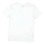 LACOSTE Mens White V-Neck Cotton Blend T-Shirt M Short Sleeve Classic