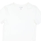 LACOSTE Mens White V-Neck Cotton Blend T-Shirt M Short Sleeve Classic