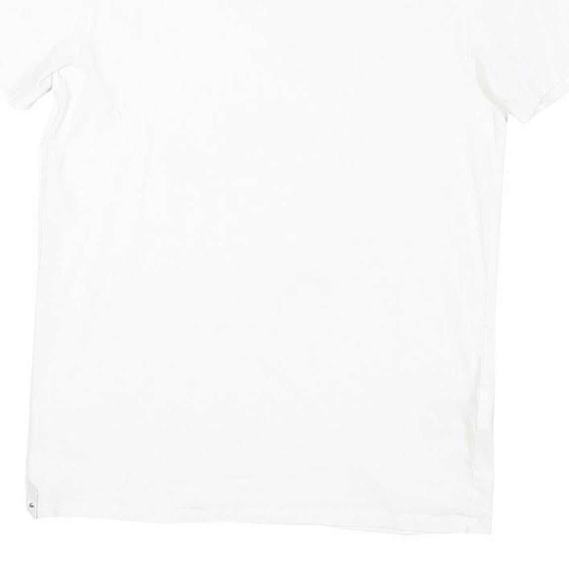 LACOSTE Mens White V-Neck Cotton Blend T-Shirt M Short Sleeve Classic