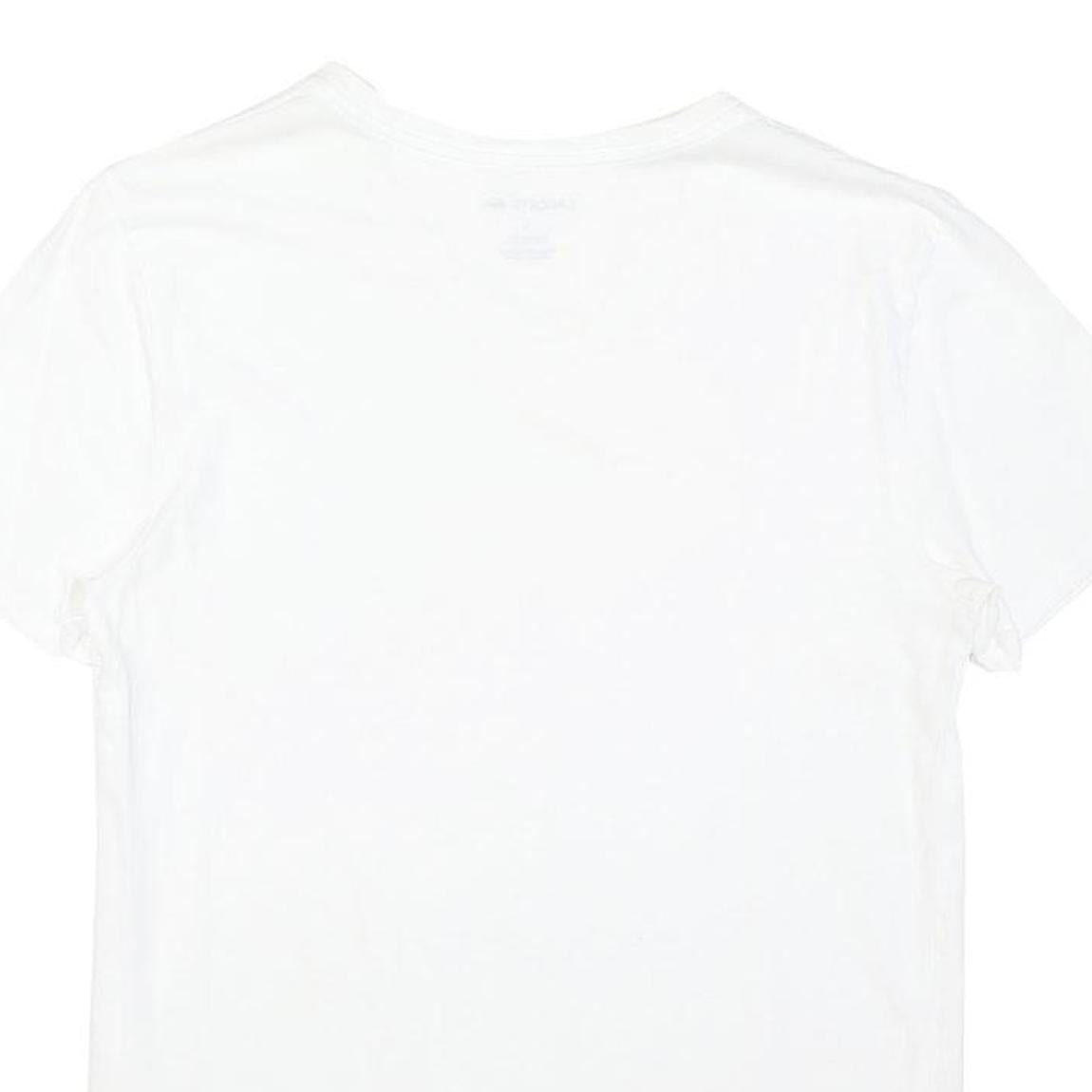 LACOSTE Mens White V-Neck Cotton Blend T-Shirt M Short Sleeve Classic
