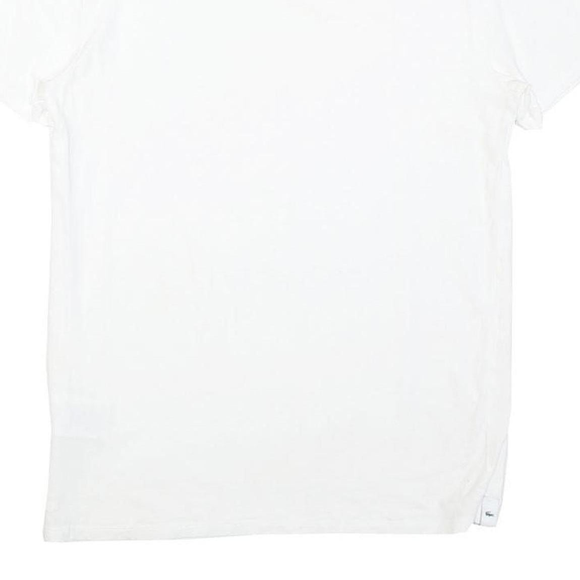 LACOSTE Mens White V-Neck Cotton Blend T-Shirt M Short Sleeve Classic