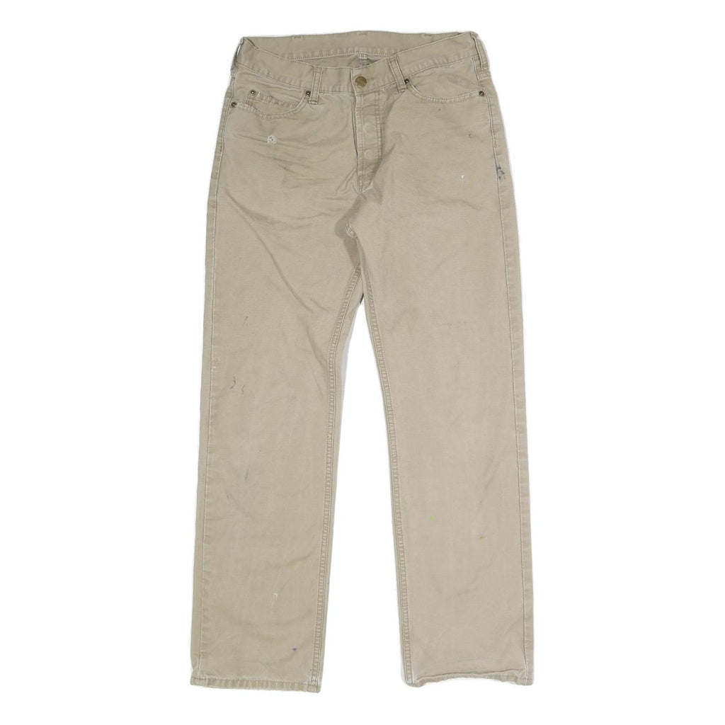 CARHARTT Mens Regular Fit Beige Cotton Blend Straight Leg Trousers W32 L30