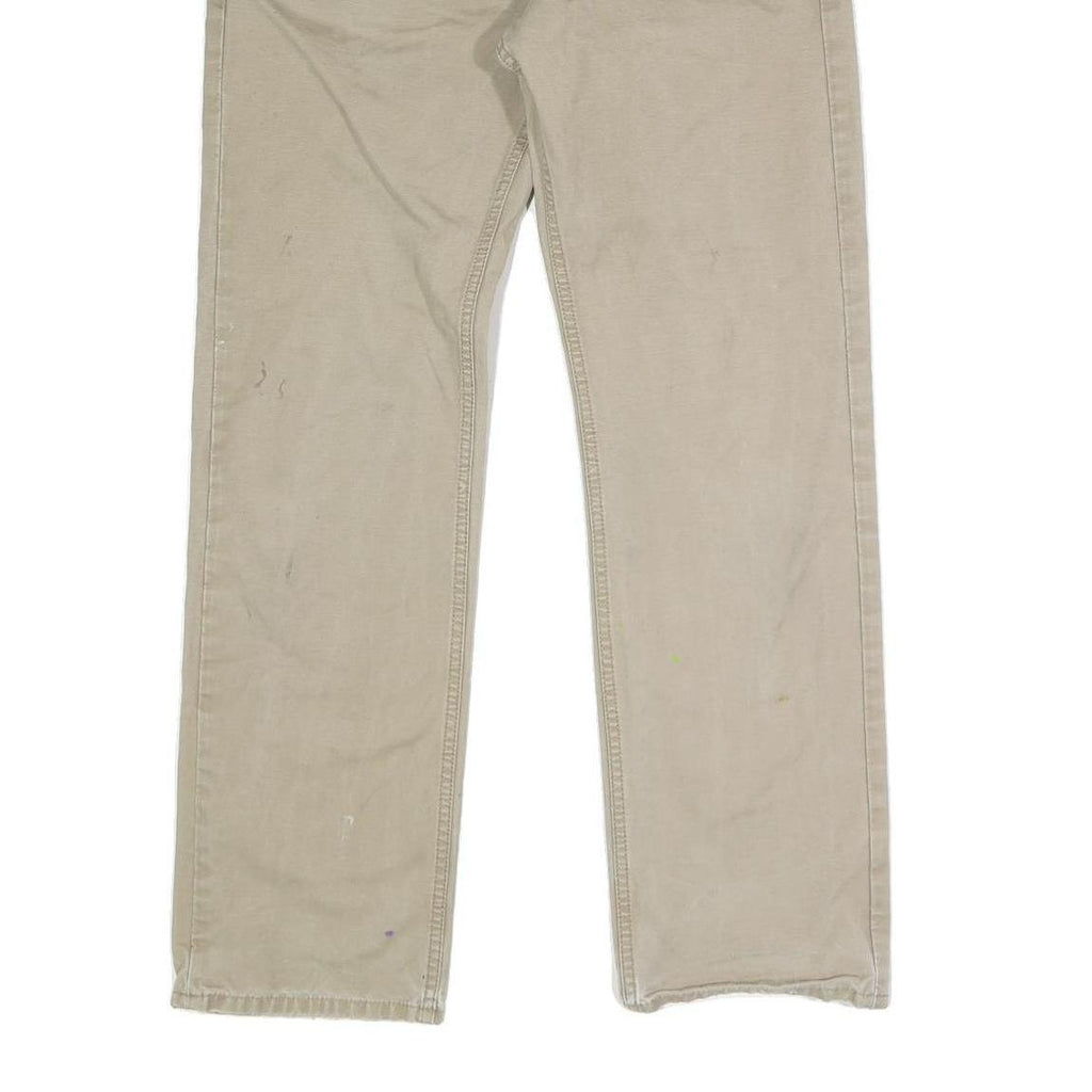 CARHARTT Mens Regular Fit Beige Cotton Blend Straight Leg Trousers W32 L30