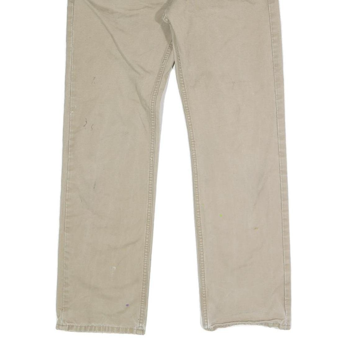 CARHARTT Mens Regular Fit Beige Cotton Blend Straight Leg Trousers W32 L30