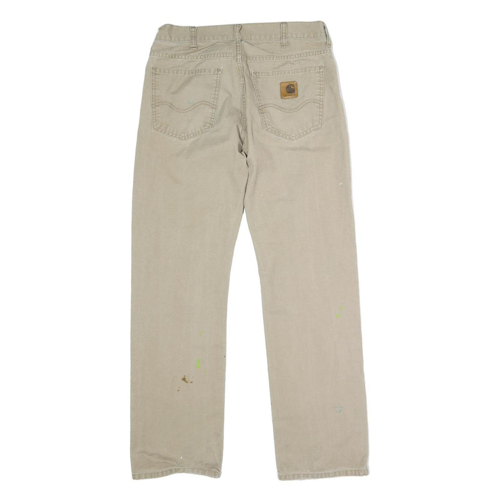 CARHARTT Mens Regular Fit Beige Cotton Blend Straight Leg Trousers W32 L30