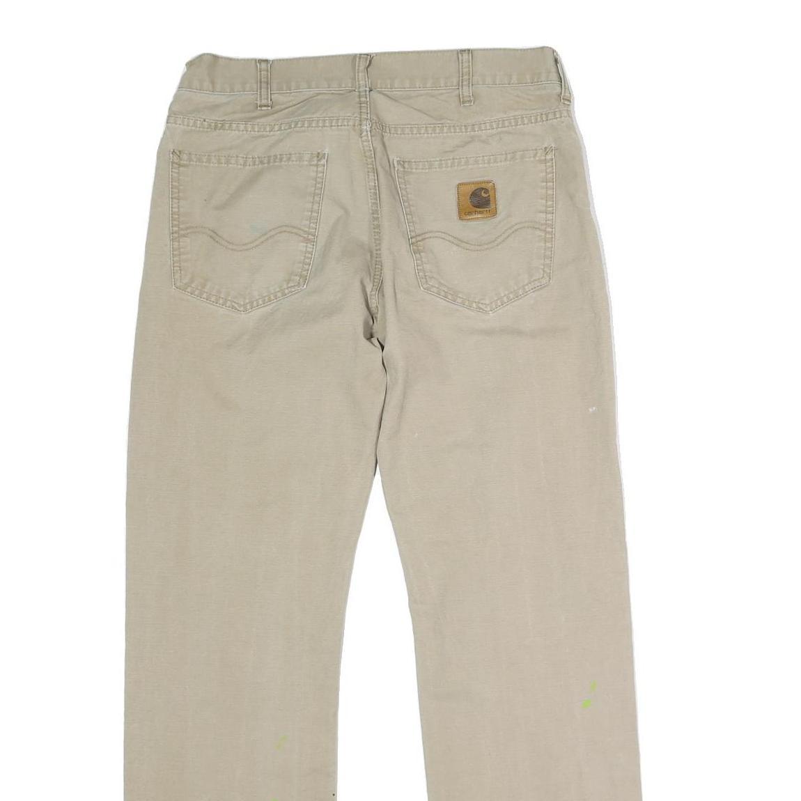 CARHARTT Mens Regular Fit Beige Cotton Blend Straight Leg Trousers W32 L30
