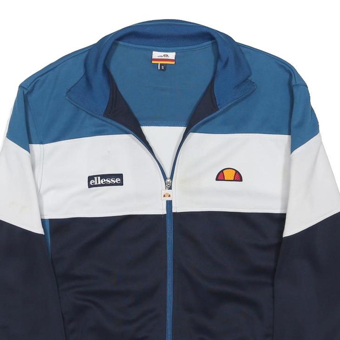 ELLESSE Mens Blue White Navy Polyester Blend Zip Jacket S Sportswear Track Top