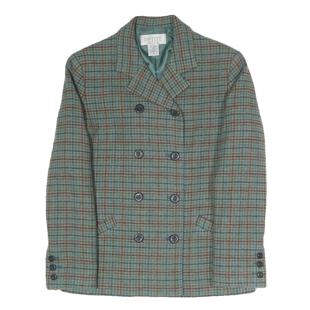 PETITE SOPHISTICATE Womens Blue Check Jacket UK 6 Polyester Blend Button Double