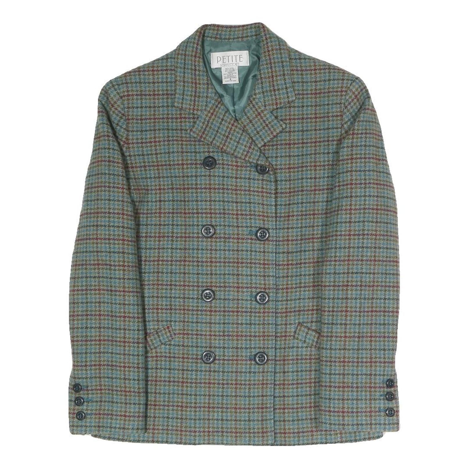 PETITE SOPHISTICATE Womens Blue Check Jacket UK 6 Polyester Blend Button Double