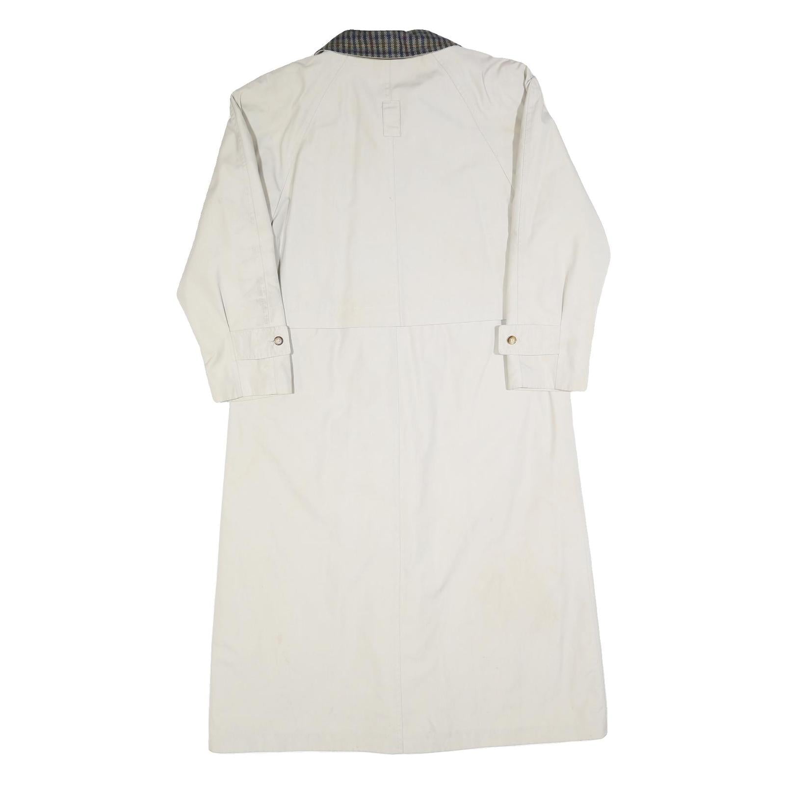 Womens Cream Jacket S Cotton Button Check Collar Classic Outerwear