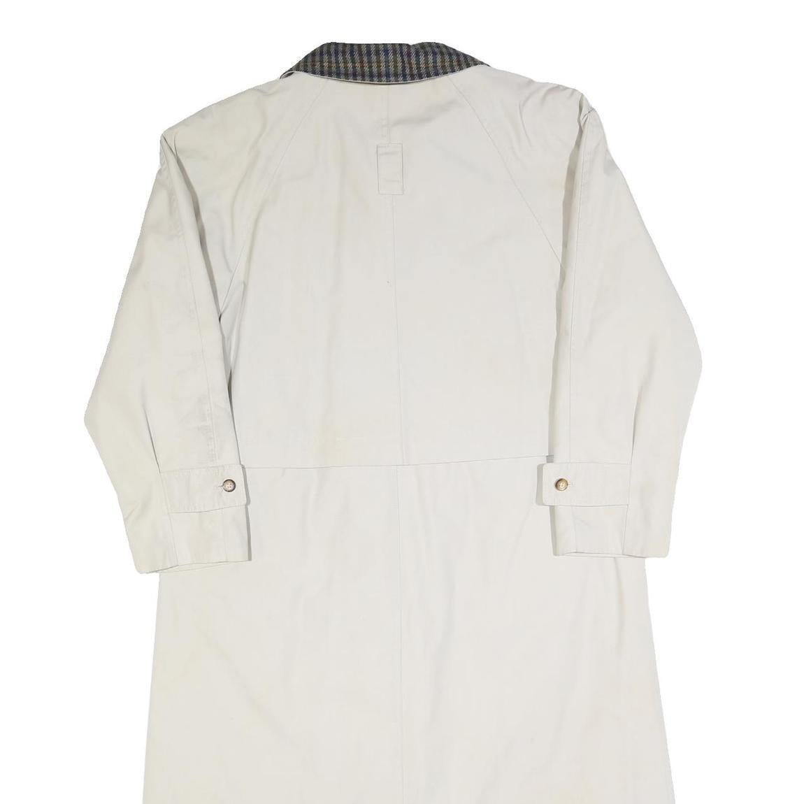 Womens Cream Jacket S Cotton Button Check Collar Classic Outerwear