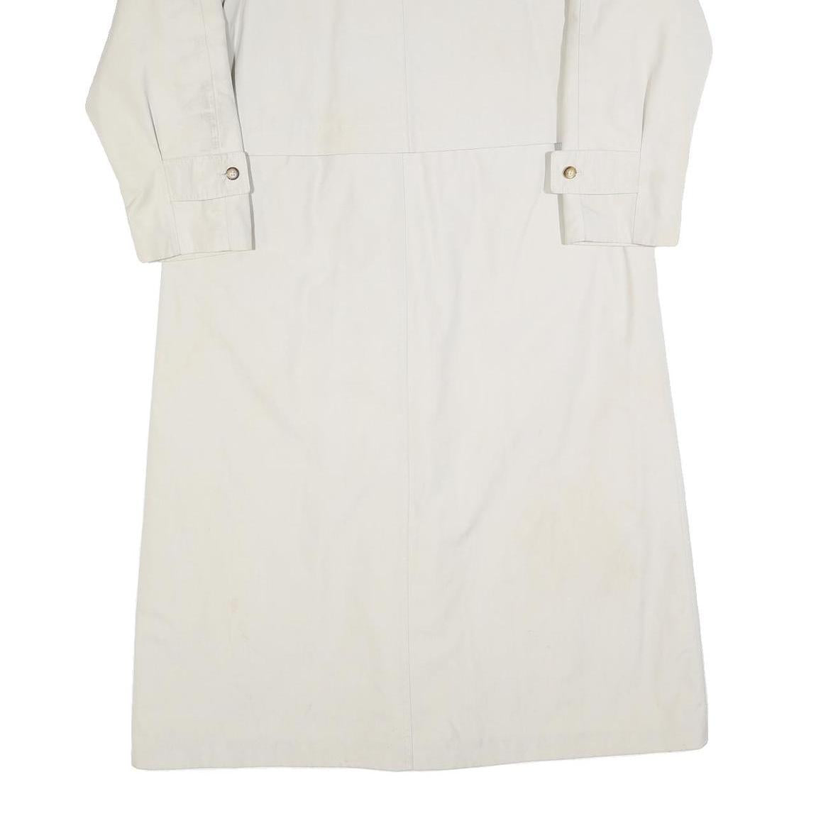 Womens Cream Jacket S Cotton Button Check Collar Classic Outerwear