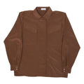 ALEXANDER Womens Brown Shirt L Polyester Long Sleeve Casual Pocket Detail