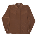 ALEXANDER Womens Brown Shirt L Polyester Long Sleeve Casual Pocket Detail