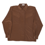 ALEXANDER Womens Brown Shirt L Polyester Long Sleeve Casual Pocket Detail